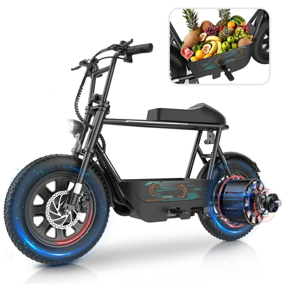SANOPY Electric Scooters with Seat,Peak 560W,20Mph and 15Miles,16" All-Terrain Fat Tire,Motorcycle Style Ebike for Adults with Basket,UL2272 Certified