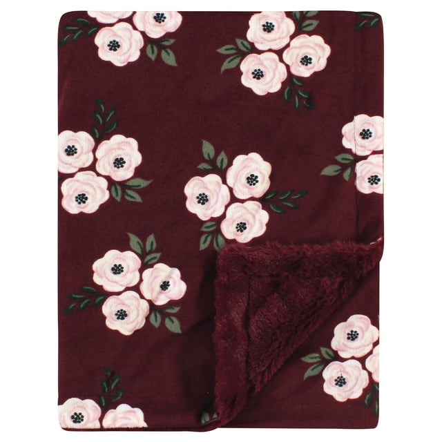 Manta Hudson Baby Unisex de Peluche Floral Burdeos 76x102 cm