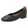 thumbnail image 2 of Viluyesy Womens Loafers Square Toe Faux Leather Slip On Arch Support Casual Work Cushioned Low Block Heel Shoes Army Green Size US8.5, 2 of 7