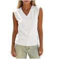 thumbnail image 3 of ClodeEU Women's V Neck Sleeveless Tank Top ,Solid Color Casual Summer Tops White,Women's Plus S, 3 of 7