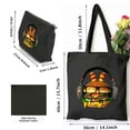 thumbnail image 3 of COMIO 2 Pcs Canvas Tote Bags Cute Aesthetic Tote Bags with Zipper Party Supplies Funny Giant Hamburger Dancing With Music Headphones Black, 3 of 8