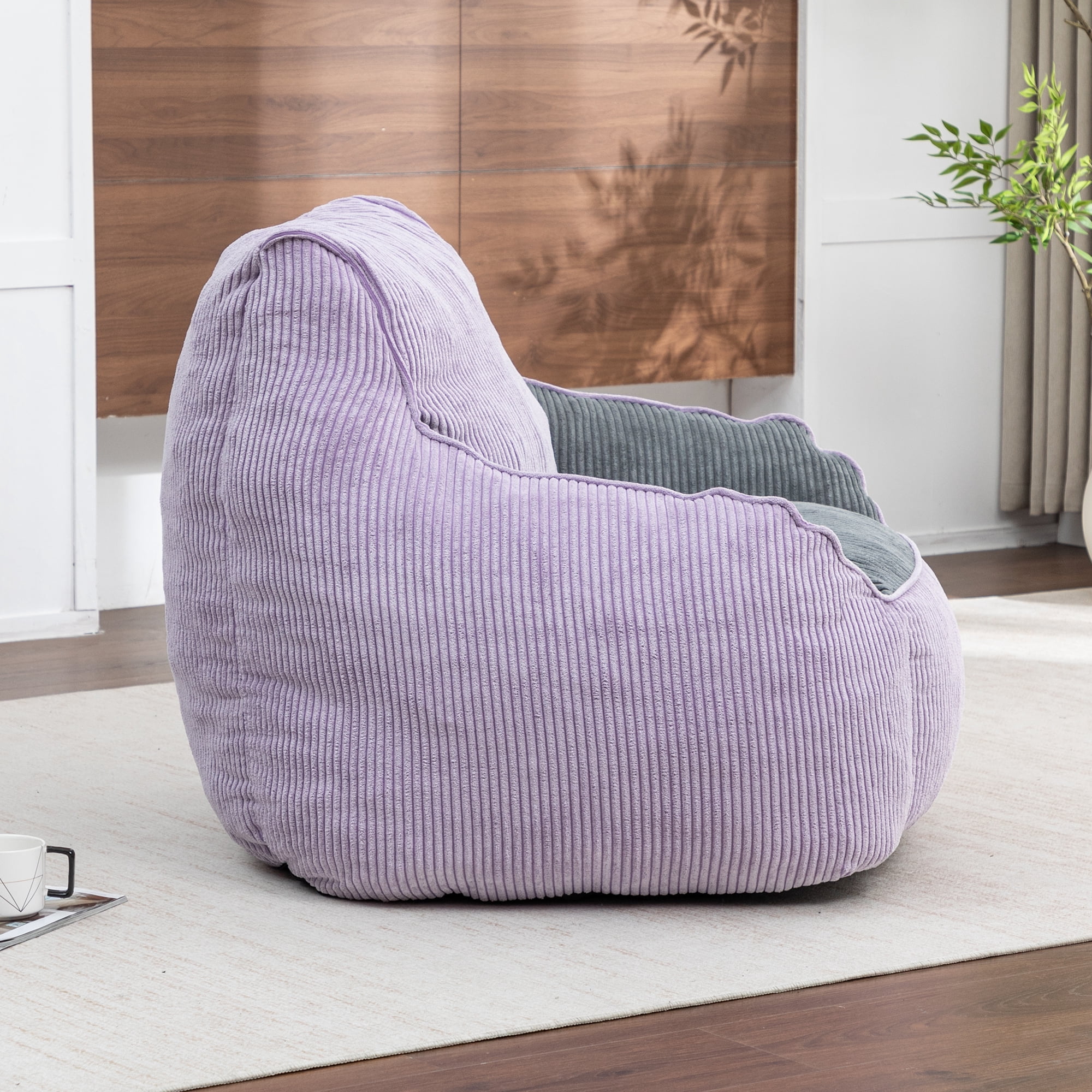 Giant Bean Bag Chair Sofa for Adults and Teens - Comfy Corduroy Large Bean Bag with Armrests for Bedroom, Living Room, Adult Lazy Sofa Couch Chair with Filler Included