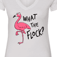thumbnail image 4 of Inktastic What the Flock? Funny Flamingo Women's V-Neck T-Shirt, 4 of 5