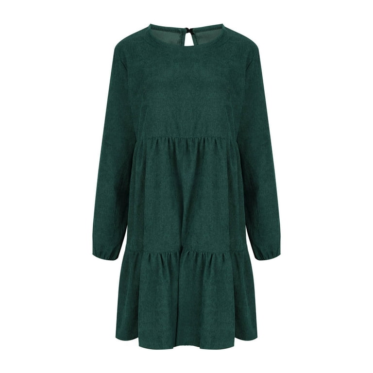 Ayolanni Corduroy Women's Dresses Winter Pink Tunic Long Sleeve Loose Solid  Casual Dresses Dresses for Girls