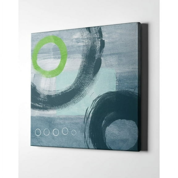 Epic Graffiti  "Blue Circles I" by Linda Woods, Giclee Canvas Wall Art 37"x37"