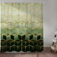 thumbnail image 2 of Ombre Green Glod Marble Shower Curtain for Bathroom Decor 72Wx72H Inches Abstract Geometric Modern Luxury Texture Men Grid Cubic Golden Lines Fabric Waterproof Polyester 12 Pack Hooks, 2 of 6