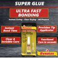 thumbnail image 3 of Dynatex 0.07 oz Super Glue Gel - No-Run Formula, Instant Bond, Bonds Metal Plastic Rubber Glass, Clear Permanent, Vertical Surfaces (5-Pack), 3 of 8
