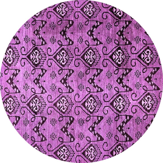 Ahgly Company Indoor Round Abstract Purple Modern Area Rugs, 7' Round