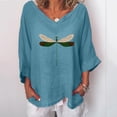 thumbnail image 2 of T-Shirt pour Femmes Col Rond en V Décontracté en Coton Chandail Hauts Libellules T-Shirt pour Dames Haut, 2 of 9