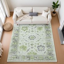 Addison Rugs Mayfield Premium Machine Washable Traditional Border Mint Rectangle Rug, 9' x 12'