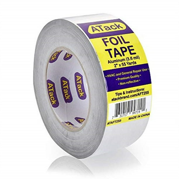 atack aluminum foil reflective duct tape, 3.6 mil, 2 inches x 55 yards