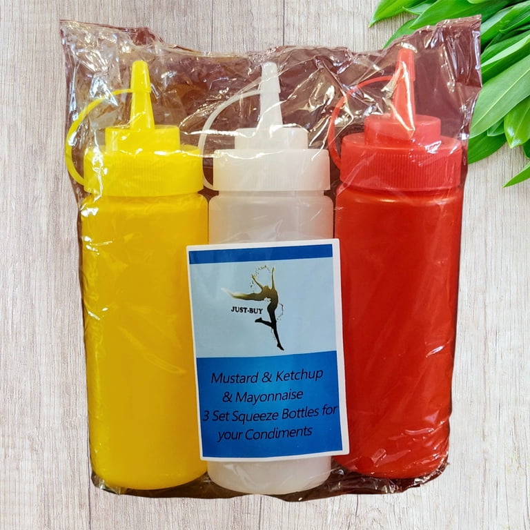 Buy Kitchen Plastic Condiment Squeeze Bottle 16 OZ Squeeze Bottle Set For Ketchup Mayo Mustard Sauce Barbecue