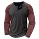thumbnail image 5 of Blusas y camisas de manga larga con cuello redondo para hombre, informales, de manga larga, cuello redondo, medio botón, a cuadros, con bolsillos y bloques de color, blusas de poliéster para hombre, 5 of 9