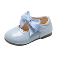 thumbnail image 2 of hengsof Girls' Solid Color Bow Tie Outdoor Casual Flat Shoes Children's Soft Sole Fashionable Princess Leather Shoes, 2 of 6