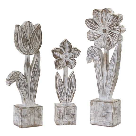 Home Decorative Potted Floral (Set Of 3) 10.5"H, 12.75"H, 14.25"H Resin, Stone Powder