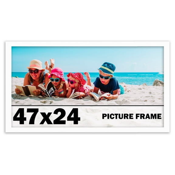 47x24 Frame White Solid Wood Picture Frame Includes UV Acrylic Shatter Guard Front, Acid Free Foam