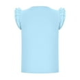 thumbnail image 6 of Maean Girls Ruffle Sleeve Shirts Summer Cute Crew Neck Blouse Tops Toddler Kids Plain Tshirts Clothes, 6 of 7