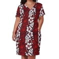 thumbnail image 3 of Camisa hawaiana tropical roja y blanca con estampado de hibisco, vestido holgado con bolsillos, vestidos largos, estilo coreano, 3 of 7