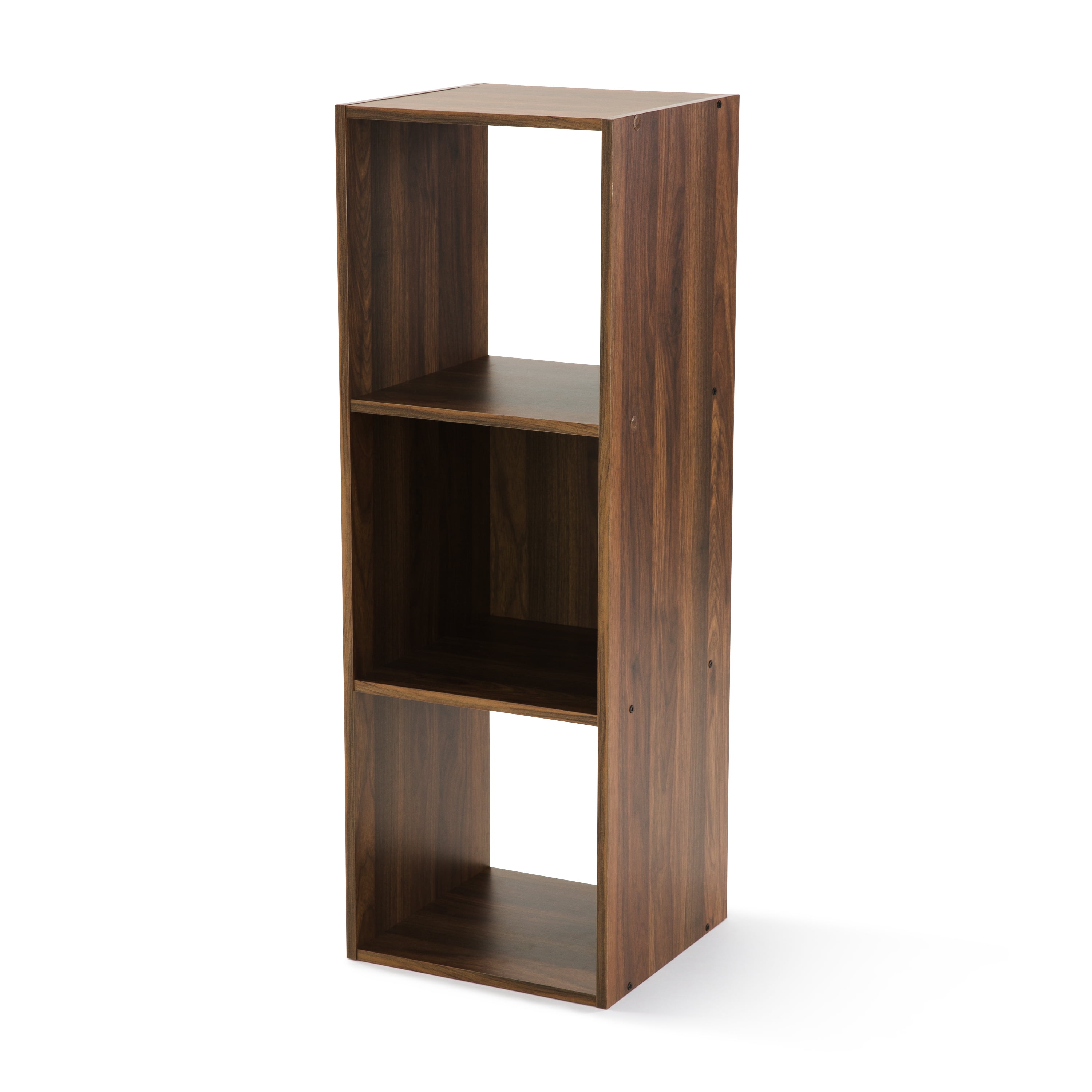Essentials 3 4 Tier Cube Walnut Bookcase Display Shelving Storage Unit Wood 