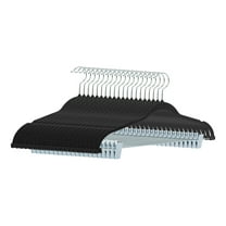 Unique Bargains Flocked Non-Slip Hangers with Pinch Clips 20 Packs Black