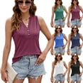 thumbnail image 2 of Eternatastic Sleeveless Tops for Women V Neck Tshirt Loose Fit Casual Tank Button Up Tunic Tees, 2 of 6