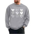thumbnail image 2 of Men's Crewneck Sweatshirts Hearted Print Long Sleeve Casual Pullover Shirt Hip-Hop Sweater Gray XXXL, 2 of 6