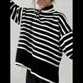 thumbnail image 4 of Suéter de Cuello Alto A Rayas para Mujer, Suéter Holgado Que Combina con Negro L, 4 of 9