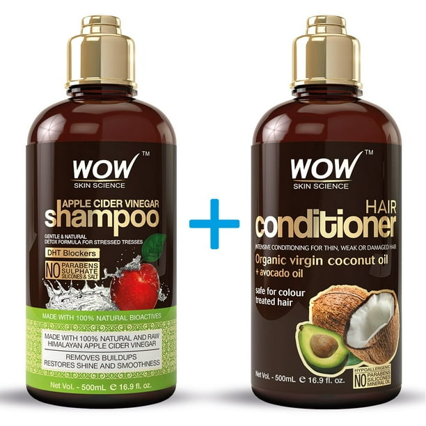 WOW Apple Cider Vinegar Shampoo & Hair Conditioner Set - (2 x 16.9 Fl ...