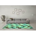 thumbnail image 3 of Ahgly Company Machine Washable Indoor Square Checkered Turquoise Blue Modern Area Rugs, 4' Square, 3 of 4