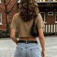 thumbnail image 5 of Dwellite Workout Crop Tops Oversized Tshirts for Women Drop Shoulder Crewneck Short Sleeve Shirts 2026 Khaki L, 5 of 6
