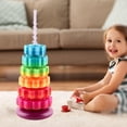 thumbnail image 4 of 2xPlastic Rainbow Tower Bloques de Construcción de Reconocimiento de Color con Forma de Juguete Apilable Sunnimix Juguetes de torre de apilamiento, 4 of 7
