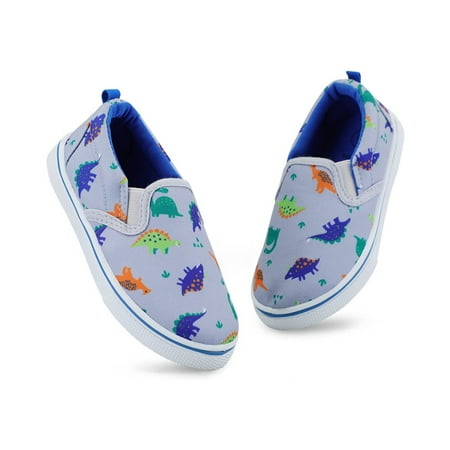 

BOCCA Toddler Boys Grey Dinosaur Slip on Kids Canvas Walking Shoes Size 11