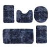 5-Piece Mixed Color Bathroom Rugs Set, Non Slip Long Plush Mat, Water Absorbent Toilet Carpet for Shower Floor