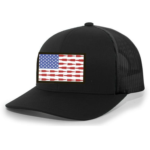 Mens Beer American Flag Funny Beer Bottle Flag Patch Mesh Back Trucker Hat Baseball Cap, Black/Black