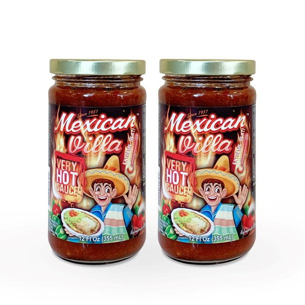 Mexican Villa Very Hot Sauce 12 oz. bottles