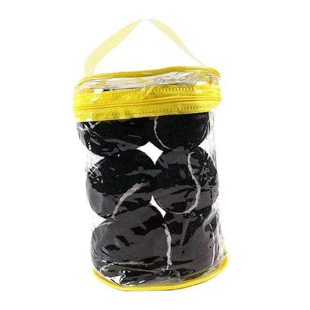 Paquete de 12 pelotas de tenis, pelotas de tenis para perros con bolsa de almacenamiento, pelotas de entrenamiento elásticas, pelotas de ejercicio par Negro