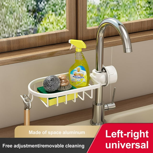 Faucet Storage Rack Space Aluminum Adjustable Kitchen Sink Sink Sink Sponge Cloth Storage Rack