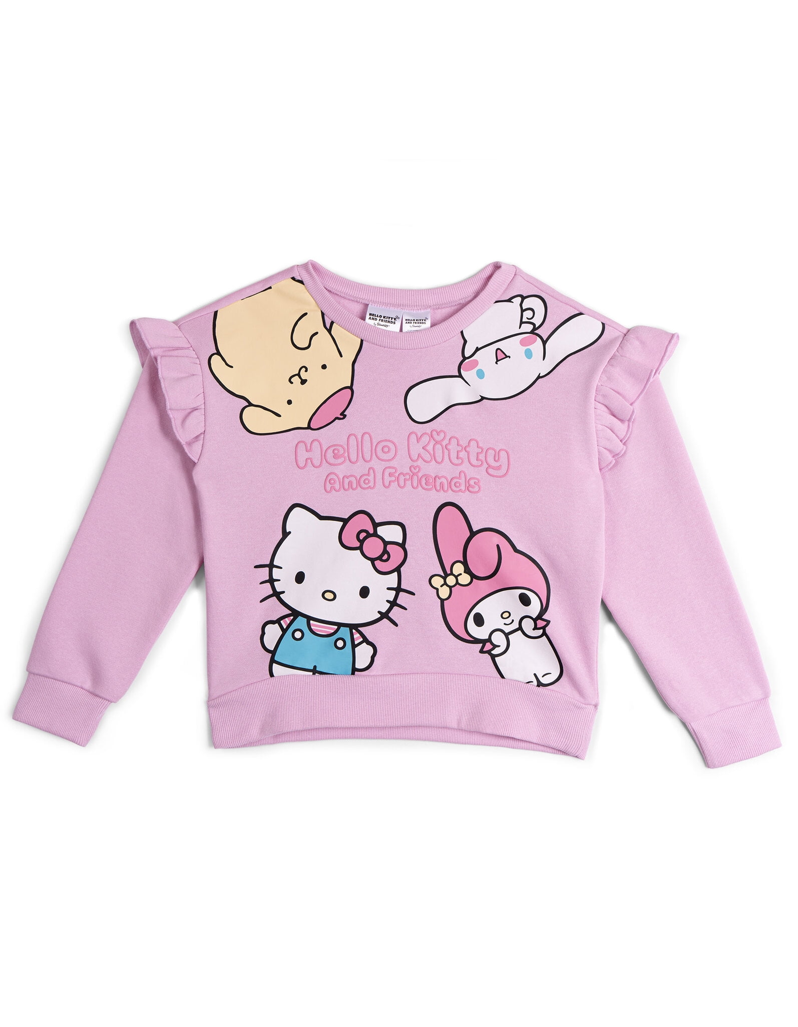 Hello Kitty Cinnamoroll My Melody Pompompurin Fleece Pullover Sweatshirt and Ribbed Flare Leggings Outfit Set Toddler to Big Kid