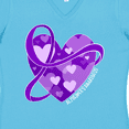 thumbnail image 4 of Inktastic Alzheimers Awareness Purple Ribbon Around Heart Women's V-Neck T-Shirt, 4 of 5