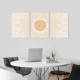 thumbnail image 5 of Boho Sun Wall Art Set of 3, Framed Canvas Wall Art Yellow Sun Rising Geometric Nature Illustrations Line Art Wall, Office, 12"x16" Natural, 5 of 6
