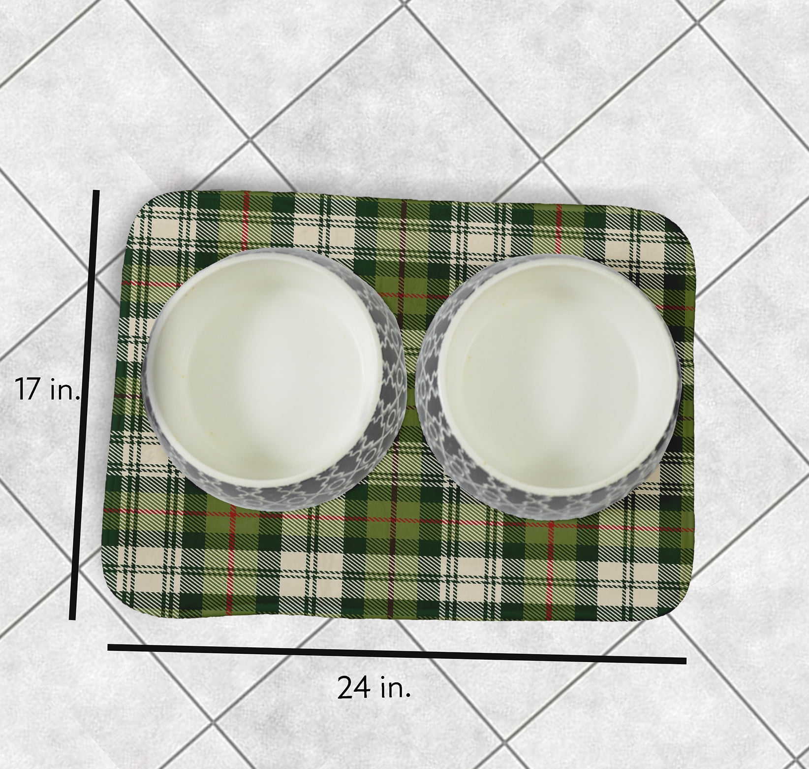 Simply Daisy Plaid Pet Feeding Mat for Dogs and Cats