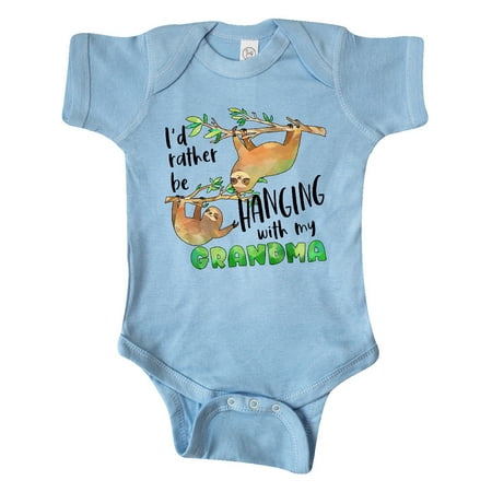 

Inktastic Id Rather Be Hanging with my Grandma- Cute Sloths Gift Baby Boy or Baby Girl Bodysuit