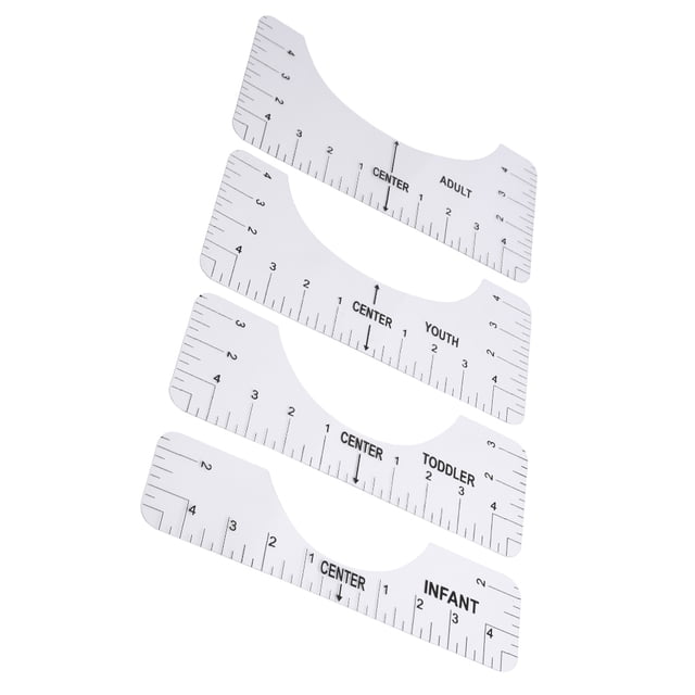 Naiovety Regla de alineación de camisetas de 4 Uds. Para guiar el diseño de camisetas, reglas de moda con tabla de tallas, herramientas de bordado de De coser Transparente Naiovety HA003661-02
