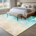 thumbnail image 4 of 5x8 Area Rugs for Living Room, Teal Beige Ombre Coastal Non Slip Area Rugs for Kitchen Bedroom Entryway, Nautical Beach Starfish Coral Summer Washable Carpet Runner Rug Floor Mats for Bedroom, 4 of 8