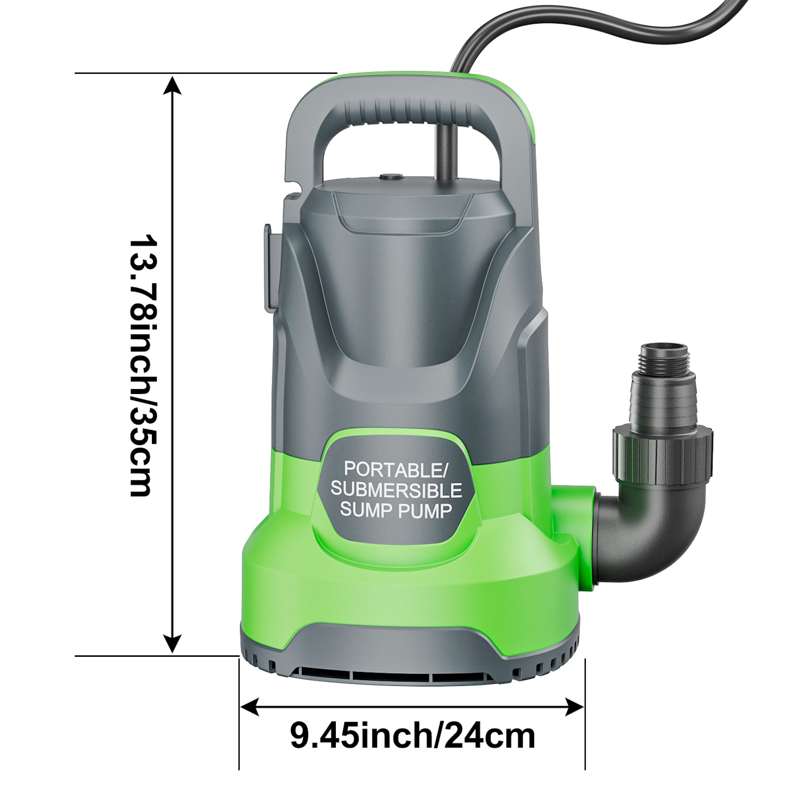 Sump Pump Submersible Water Pump 1.1HP 4700GPH Portable Water Transfer Pump Electric for Pool Draining Hot Tub Basement Utility Pumps Green