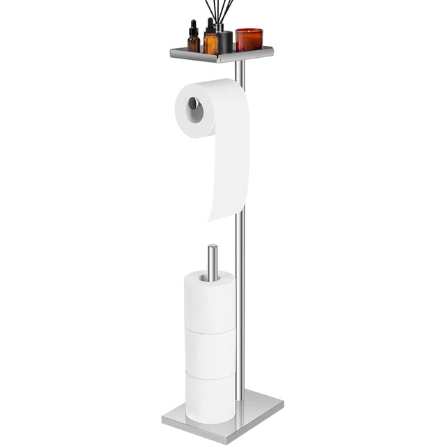 Portarrollos de Papel higiénico para baño, para 4 Rollos de Repuesto, portarrollos de Papel higiénico con Almacenamiento, Acero Inoxidable, Plata