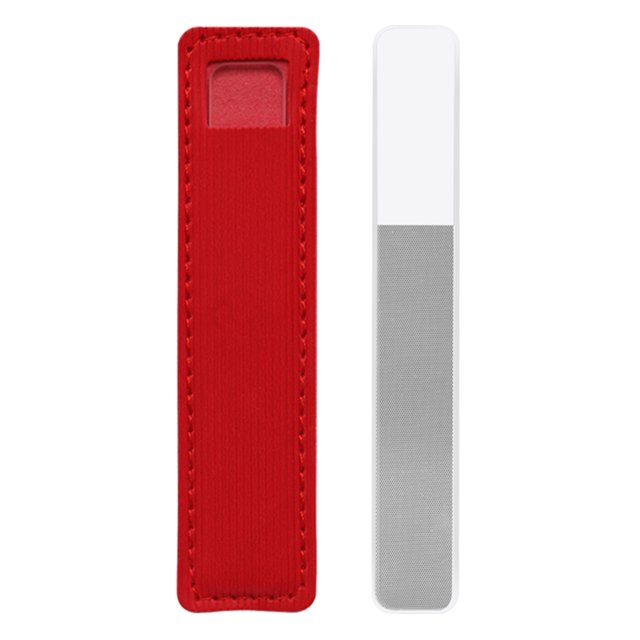 Lima de vidrio doble cara para uñas, herramienta esencial de manicura y pedicura, eficaz para eliminar piel muerta y callosidades. Diseño compacto y ligero, ideal para uso profesional y personal.