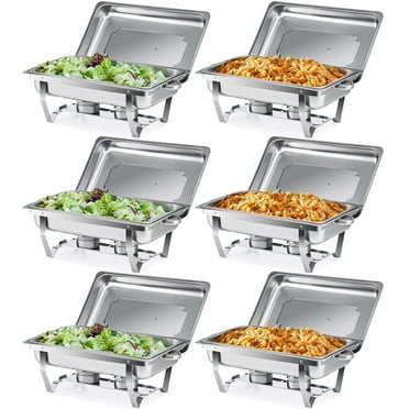 Wilprep 6 Pack Catering Stainless Steel Chafer Chafing Dish Sets 9.5QT Full Size Buffet