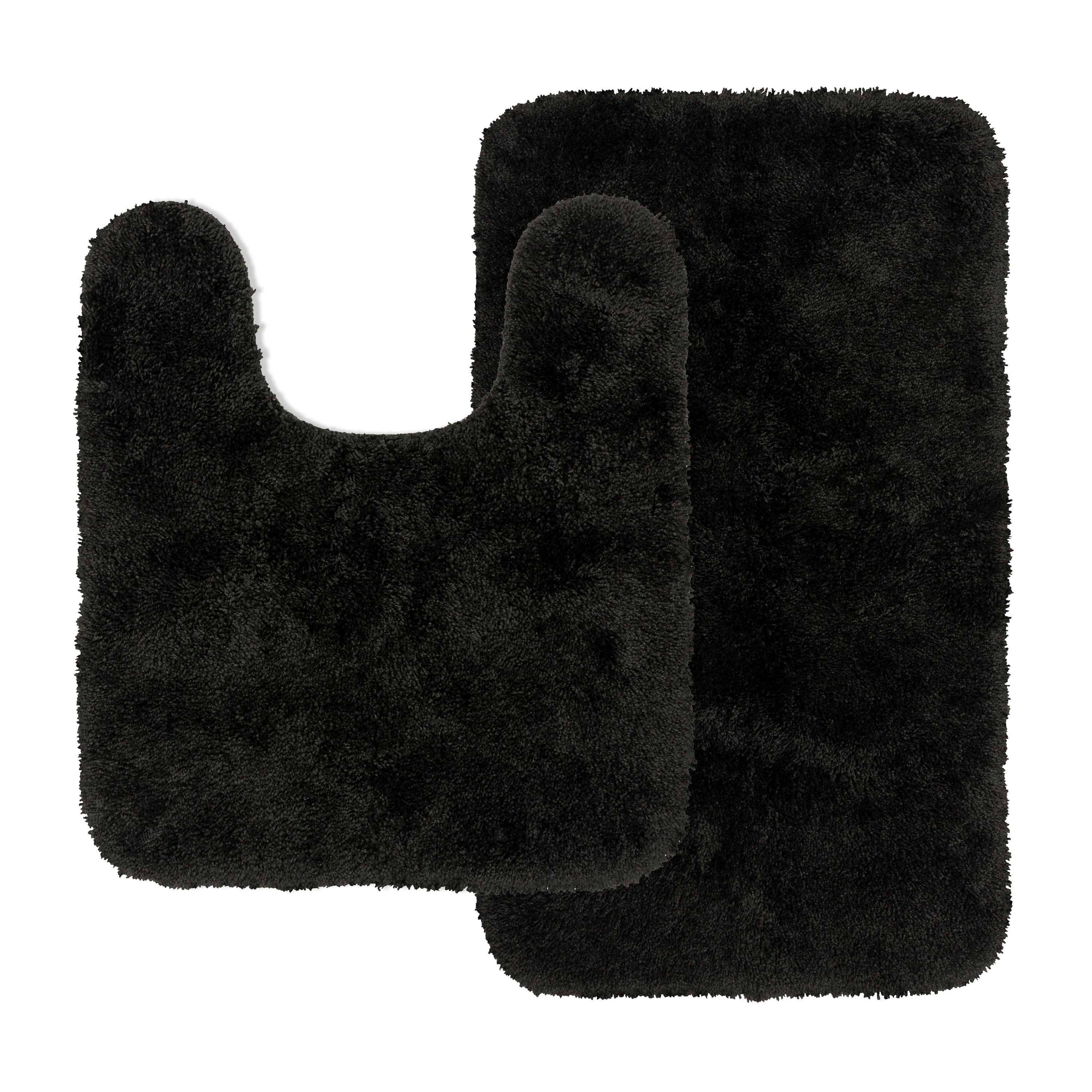 Mainstays Performance 2 Piece Bath Rug Set, Rich Black, 19.5" x 34