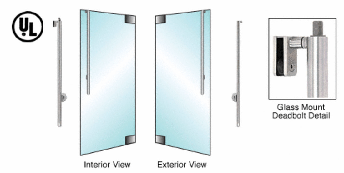 Crl Blumcraft Brushed Stainless Left Hand Glass Mount Cylinder Thumbturn Js Exterior Top Securing Deadbolt Handle